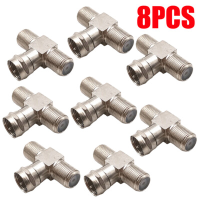 8x F-Type Coax Cable Splitter Combiner Adapter 3 Way Connector RG6 for TV Video