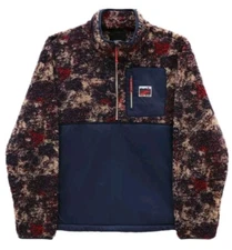 Vans 1/4 Zip Pullover Fleece Mock Neck Jacquard Sherpa Elastic Large Outdoor 