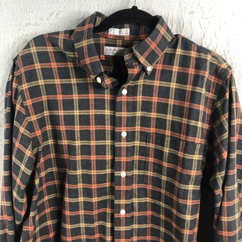 Рубашка мужская Martin средняя черная оранжевая клетчатая The Club 100% хлопок повседневная на пуговицах - Изображение 2 из 4