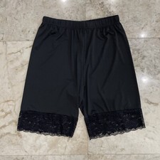 Black Polyester Lace Hem High Waist Shorts XL