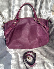Gorgeous Rare Pulicati Italian Purple Leather Handbag Calf Hair Fur Pony Ostrich