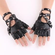 New Rivet Motor Driving Fingerless Punk Glove Gloves Leather Mittens