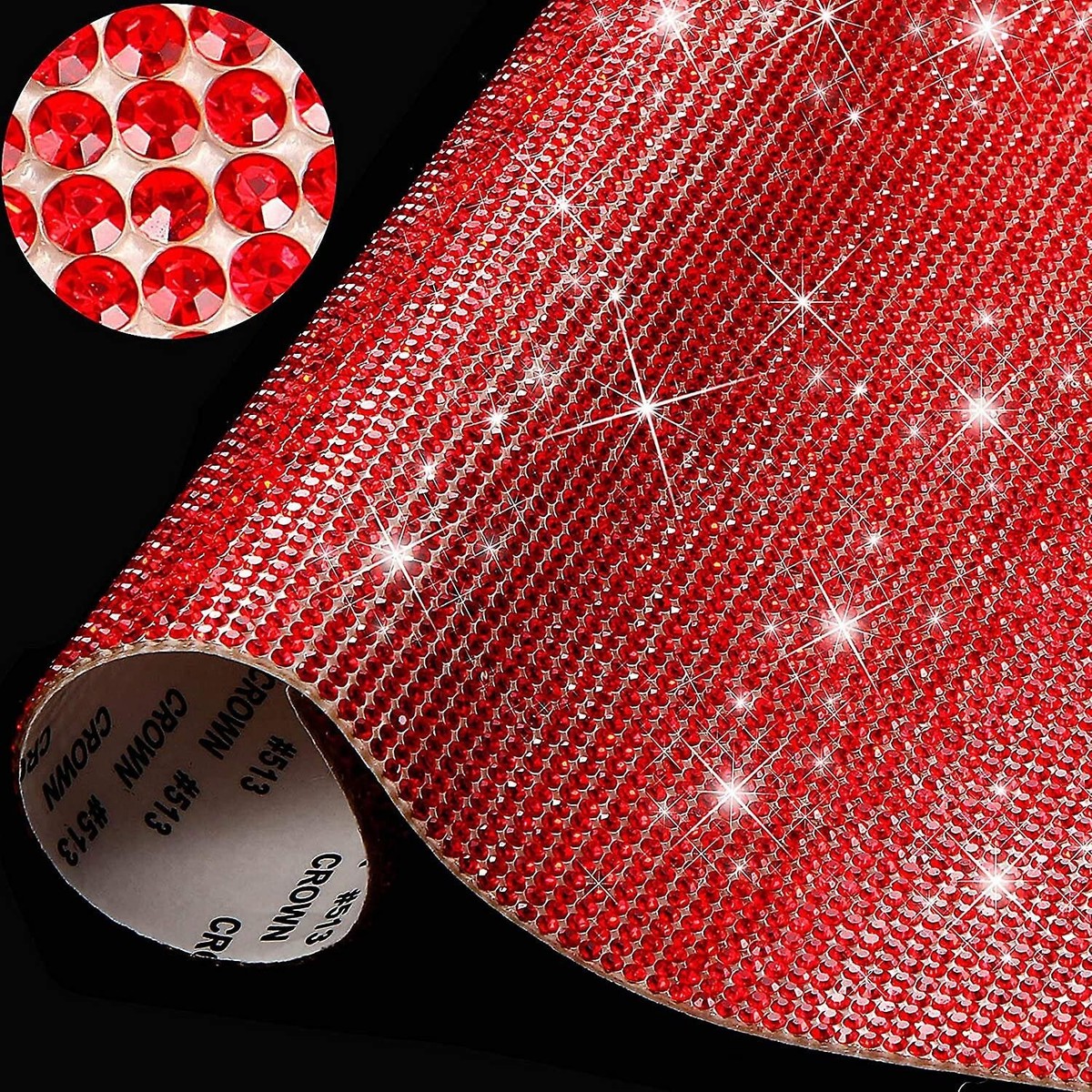 STRASS ADESIVI 4mm Brillantini Colore Rosso Brillante Stickers 210 pezzi