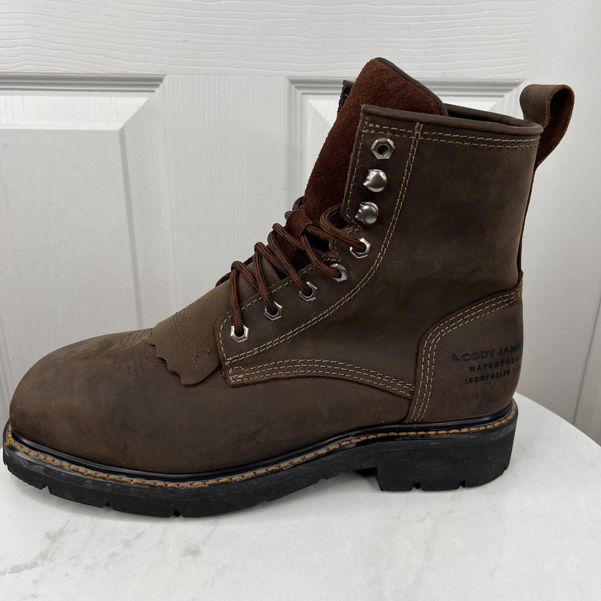 Cody James Leather Boots Size 9EE Brown Waterproof Composite  display picture 1