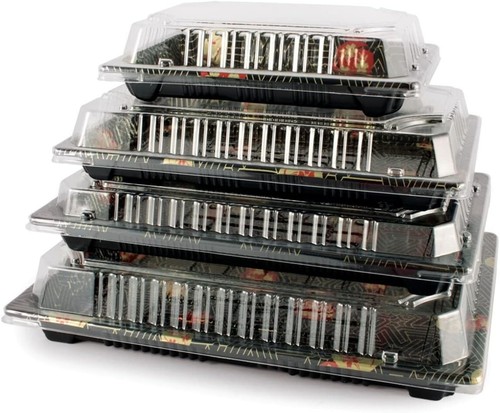 Disposable Large Black Sushi Trays with Lids (9.38 x 5.34 x 1.18) 100pcs - Picture 5 of 5