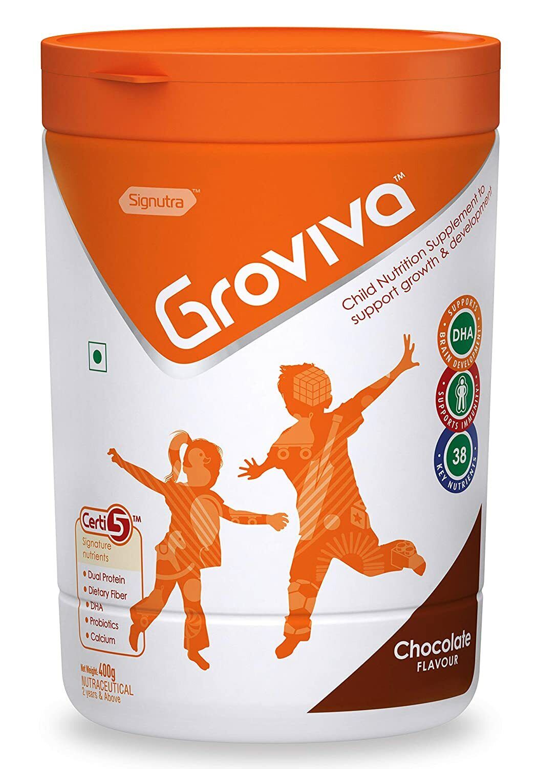 Groviva Child Nutrition Supplement Jar- 400g (Chocolate) FREE DELIVERY