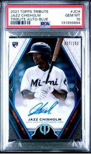 Jazz Chisholm 2021 Topps Tribute Auto-Blue #JCH PSA 10 RC Marlins 007/150 POP 3 