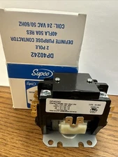 Supco DP40242 2 Pole Definite Purpose Contactor, 24 VAC coil, 40FLA 50A res