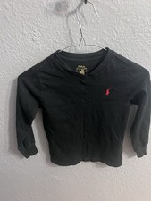 Polo Ralph Lauren Boys Kids Long Sleeve T-shirt Size 5 Black V Neck