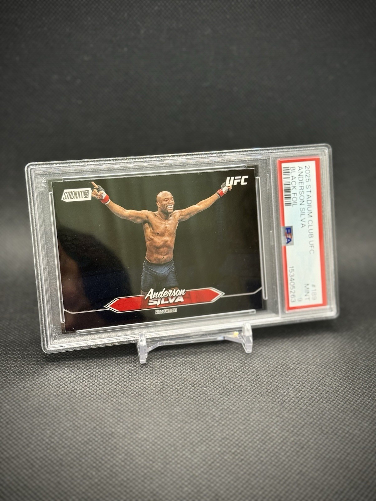 Anderson Silva 2025 Topps Stadium Club UFC Black Foil PSA 9 Mint