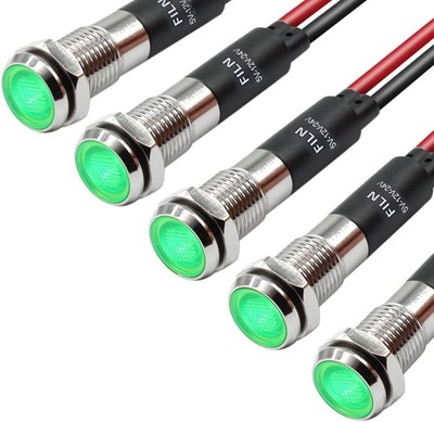 5Pcs 8MM 5/16 12V 24V LED Indicator Light Metal Indicator Light Aluminum Brass