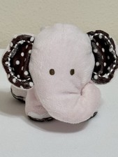 Carter  s Pink 5 In Baby Size Elephant Plush Brown Polka Dot Ears Feet Soft Clean