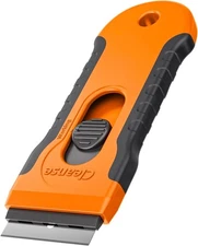 Razor Blade Scraper with 15 Extra Blades: Multi-Surface Cleaning Tool Orange 