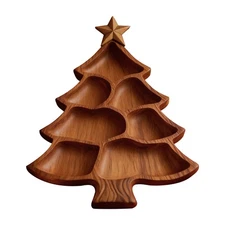 Christmas Tree Charcuterie Board Wooden Divided Food Tray Snacks Cheese Desserts