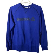 Reebok Blue Spellout Crewneck Mens Sweatshirt Large Long Sleeve