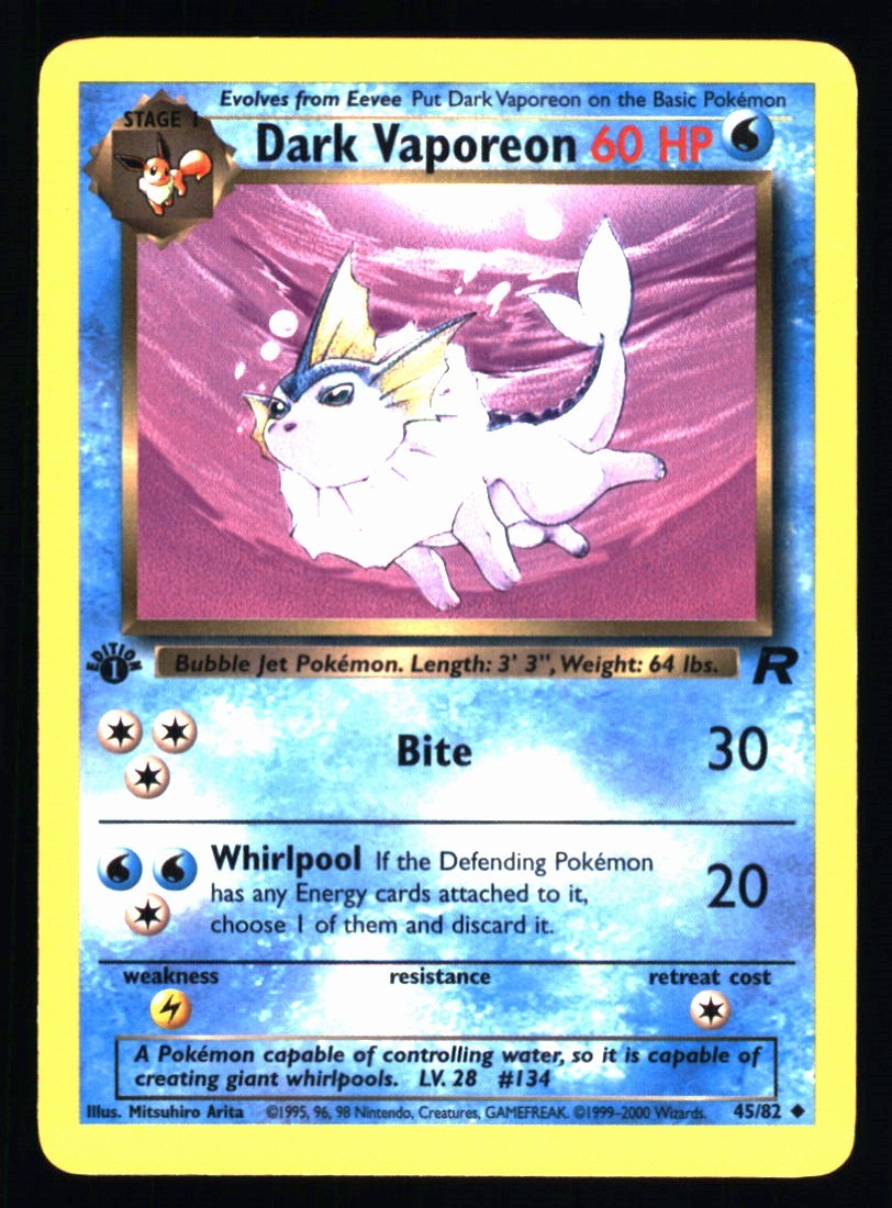 Dark Vaporeon 45/82 Team Rocket First Edition Pokémon TCG WOTC NM MINT