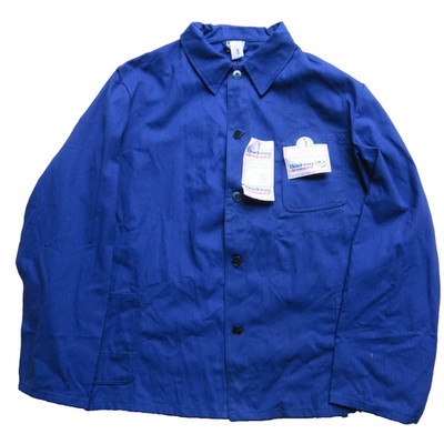 Vintage French German Chore Workwear Coat Twill Bucking Double Stitching 1960s