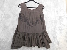 Intimately Free People Tunic Dress Womens XS Brown Lace Ruffle Boho Swing