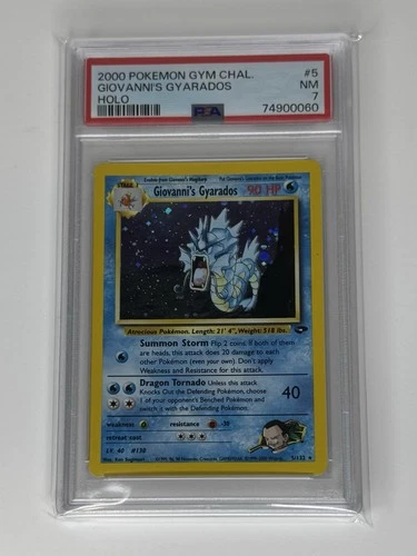 Pokémon TCG Giovanni's Gyarados Holo 5/132 Gym Challenge Wotc Rare PSA 7 - NM