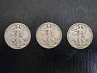Lot of (3) Walking Liberty Half Dollars 1943 1944 1945