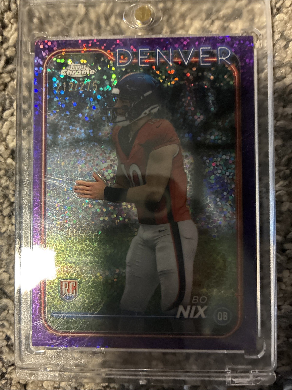2024 Topps Chrome - Rookies Bo Nix #206 Purple Speckle Refractor /275 (RC)