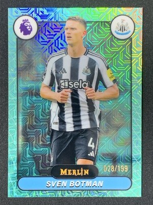 Sven Botman 2025-26 Topps Merlin Premier League Aqua Mojo Refractor /199 #144