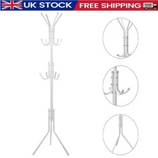 12-Hook Coat Stand Clothes Hanger Coat Hat Jacket Bag Floor Standing Rack White.