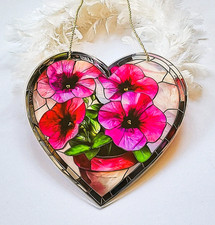 Wunderschönes Herz mit tollen Blüten als Acryl-Fenster-Wandbild mit Druck-Motiv.