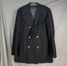 Vintage 80's US Navy Men's Peacoat 38R Enlisted Black Wool VI-MIL Inc Heavy Warm