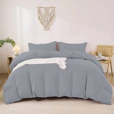 Image of Egyptian Cotton Feel Duvet Quilt Cover With Pillowcase Luxury 3Piece Bedding Set