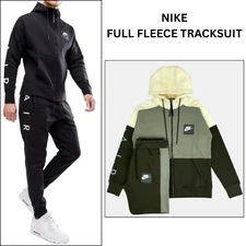 NIKE AIR Mens Club FULL TRACKSUIT SET Zip Fleece Hoodie + Joggers Gym 886044 NEW
