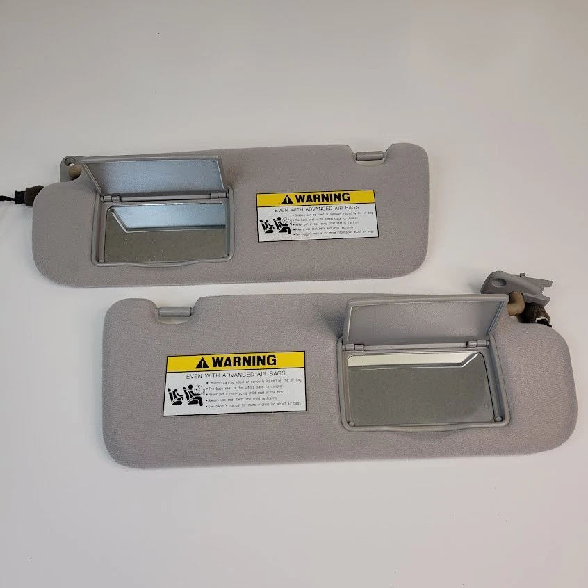 Par de parasoles Hyundai Sonata 2006-2010 con espejo tela gris OEM Foto 2 de 4