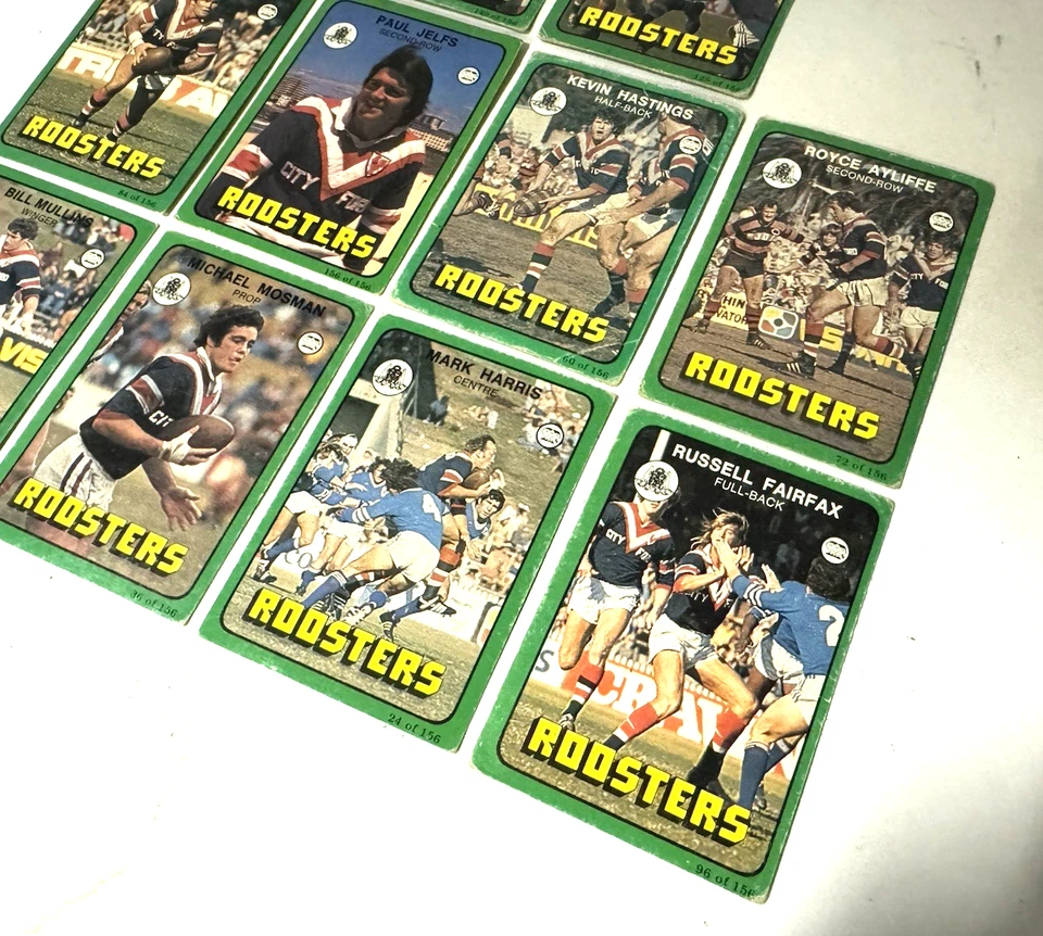 Roosters NRL Rugby League Vintage 1978 Scanlens Cards Card Lot x 10 - image 2 of 4