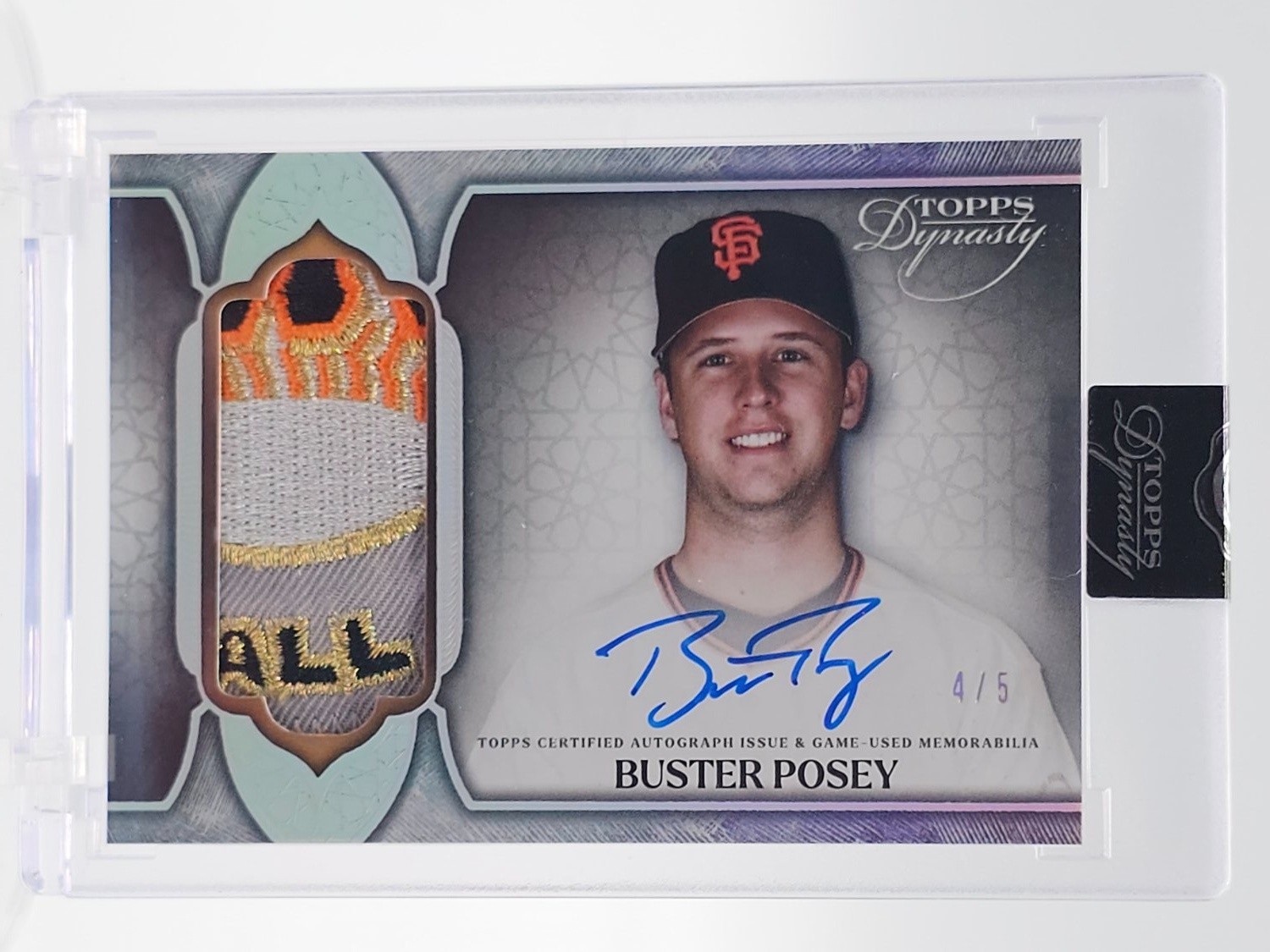 BUSTER POSEY 2025 TOPPS DYNASTY DYNASTIC GAME-USED PATCH AUTO SILVER /5 Q2754