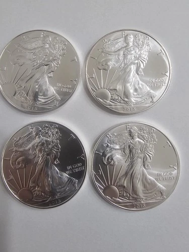 Lot of 4 (2015) American Silver Eagles $1 1 oz .999 Fine Silver BU ASE