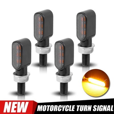 4x Motorcycle LED Mini Turn Signal Amber Light Blinker Universal Indicator ATV
