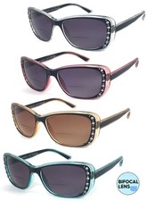 Womens Rhinestone Bifocal Reading Sunglasses UV400 Sun Readers 1.00 3.50