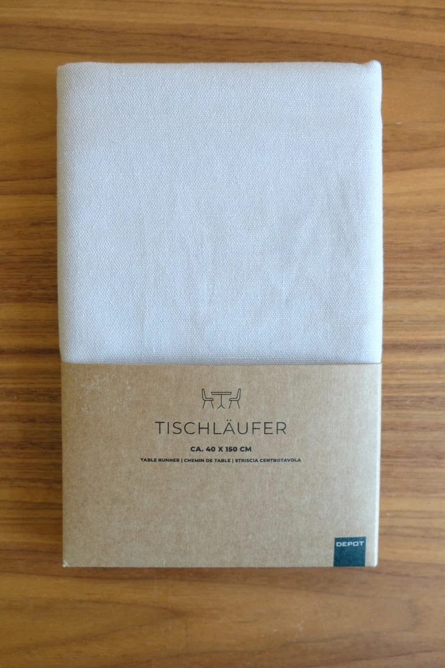 # Tischläufer Baumwolle 40x150 cm Beige – DEpot – Neu & OVP – OEKO-TEX Standard