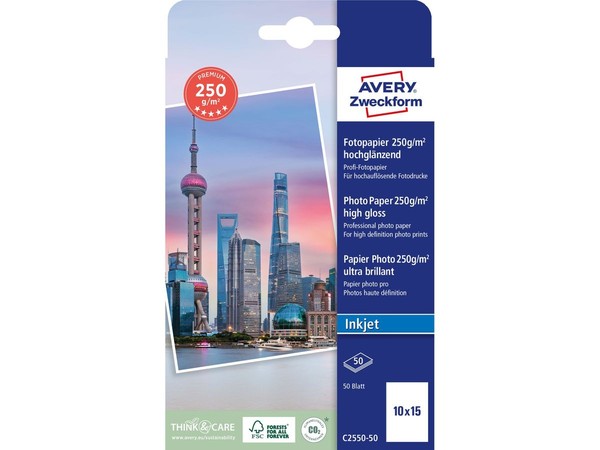 1-20X Avery Zweckform Inkjet Fotopapier Premium, 10 X 15 Cm, Weiß Bis 48% Rabatt-image