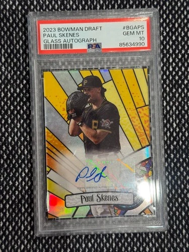 PAUL SKENES - PSA 10 - SP/99 - AUTO - ROOKIE - 2023 Bowman Draft Glass Autograph
