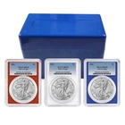 2024 $1 American Silver Eagle 3pc Set PCGS MS70 Blue Label Red White Blue