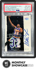 MAGIC JOHNSON PSA 6 2003-04 UD EXQUISITE COLL NUMBER PIECES GU PATCH AUTO 01/32