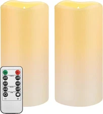 3" X 6" Outdoor Waterproof Flameless Candles, Battery Operated Candles with Remo