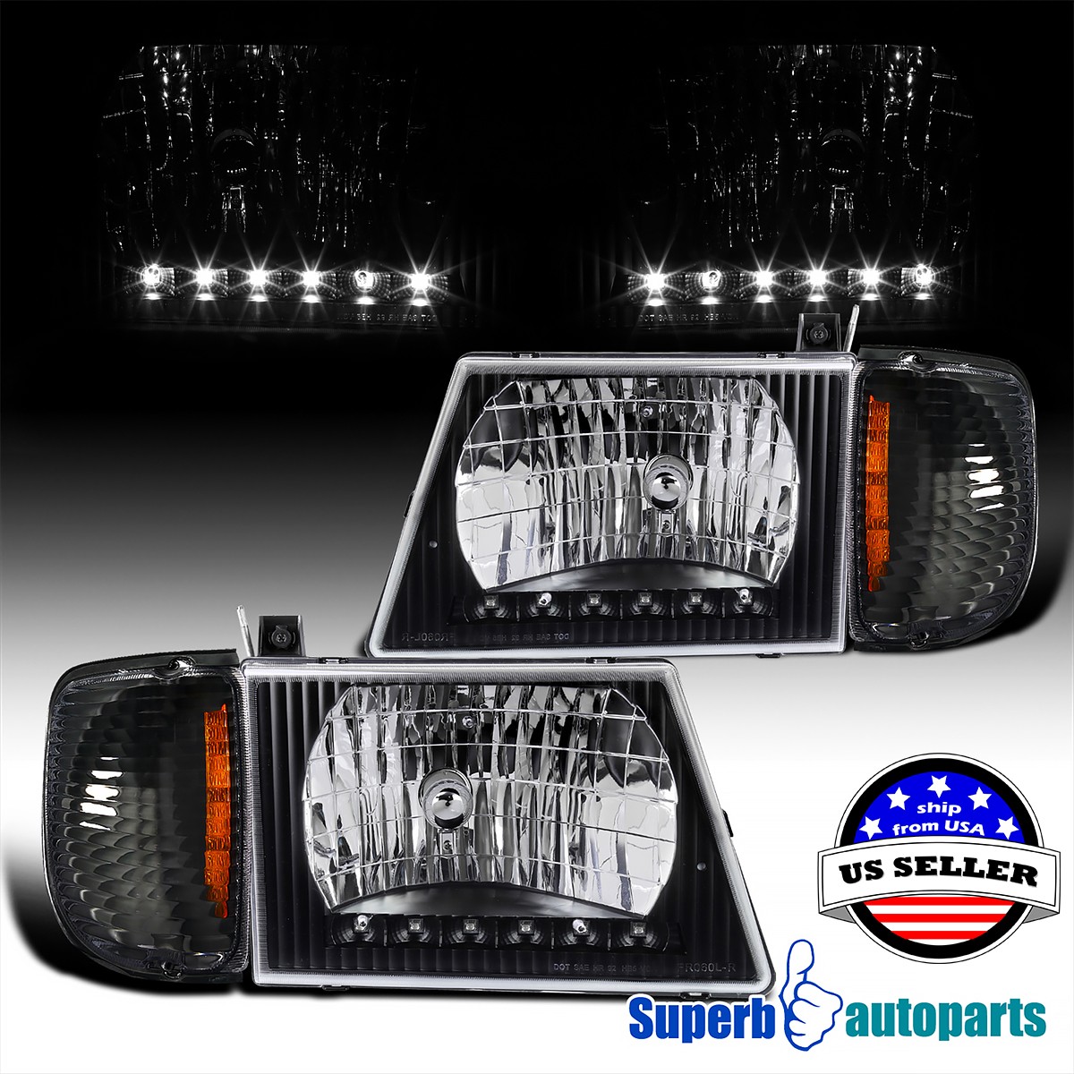 その他 R For 1992-2006 Ford E250 E350 Econoline Black LED Strip