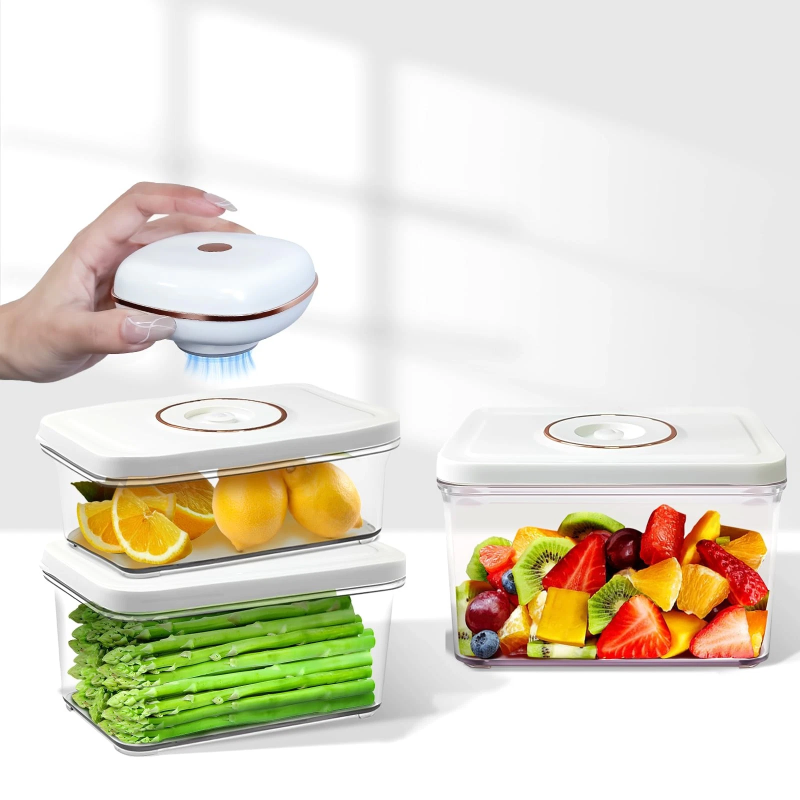 Vixino Vacuum Sealer for Food with 3 Vacuum Seal Containers, Seals Liquids & All