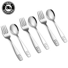 6PCS Toddler Utensils Set Stainless Steel Kids Forks  Spoons Child Safe