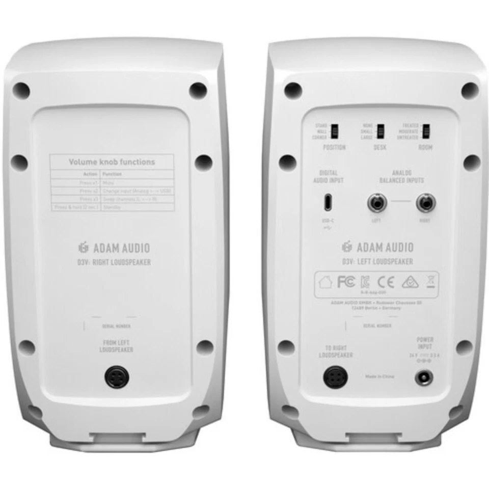 Adam Audio D3V Active Desktop Monitoring System (White) - Image 3 of 4