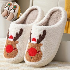 Christmas Shoes Winter Home Slippers Elk Soft Cozy Bedroom Slipper Slip On House