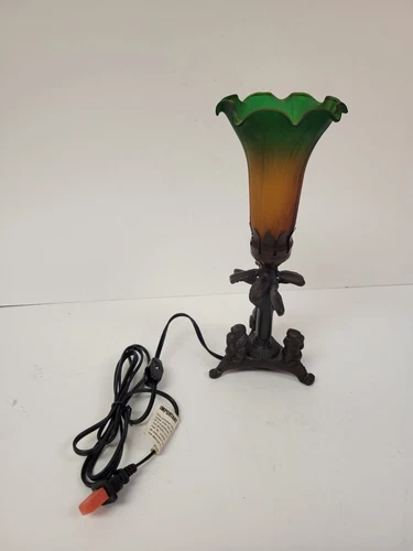 Vintage Tiffany Style Lily and Monkey Lamp