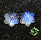 9x9 mm Natural Rainbow Moonstones Handmade Carving Star Shape Pair Loose Gems